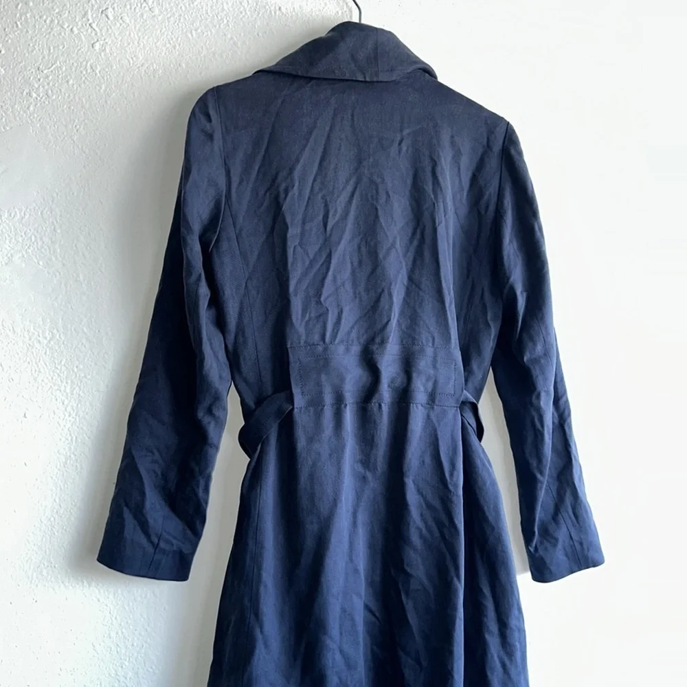 Club Monaco Gideon Navy Blue Draped Trench Coat Sz. S - Picture 11 of 11